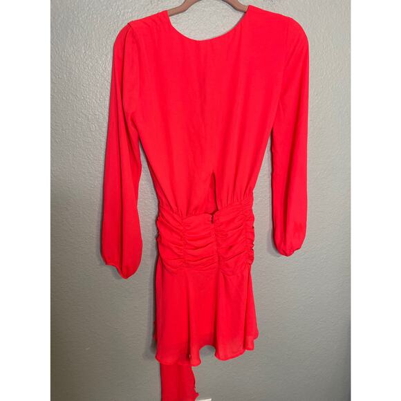 krisa Tie Waist Surplice Mini Dress Desire XS - Picture 8 of 10